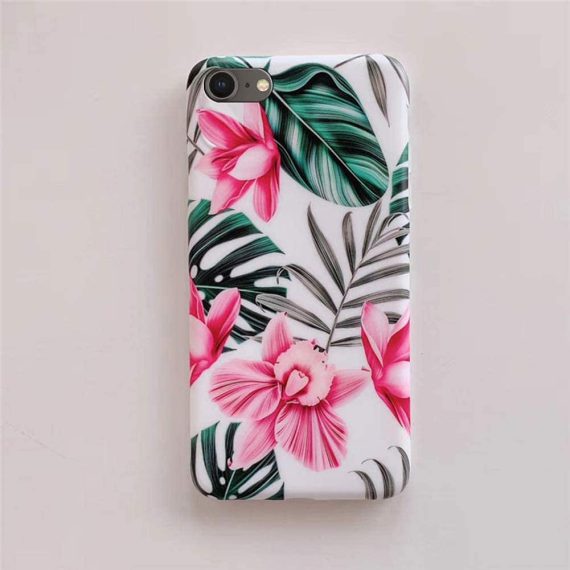 Etui do iPhone SE2022/SE2020/8/7 białe w różowe egzotyczne kwiaty