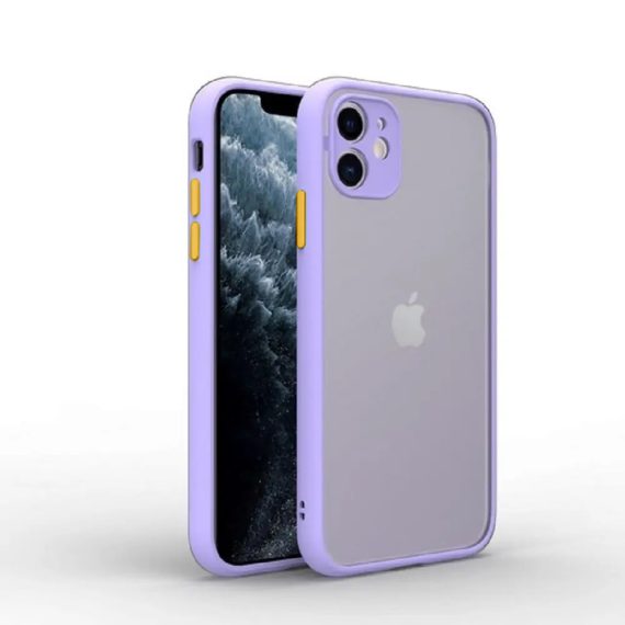 Etui do iPhone 11 półprzeźroczyste matowe z ochroną aparatu, fioletowe