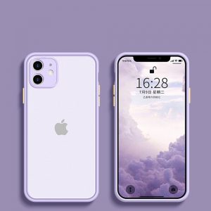 etui do iphone 11 liliowe fioletowe z ochroną aparatu pomarańczowe przyciski 2