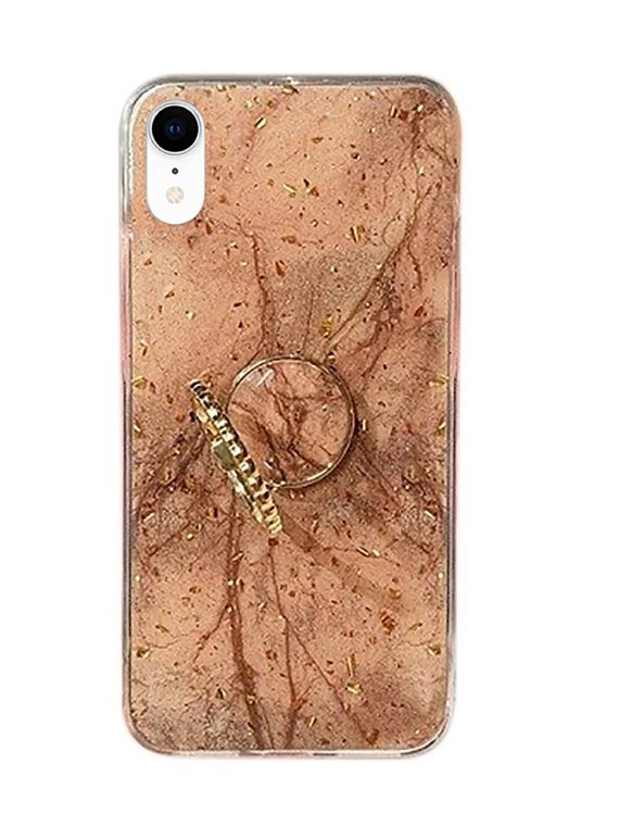 gold foil marble phone case with ring for iphone xs 1
