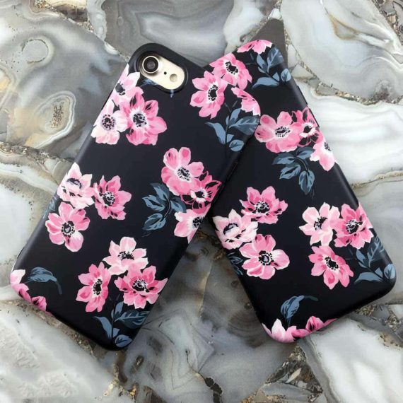 black iphone case pink flowers iphone 7 8 se2 toronto canada offinstyle