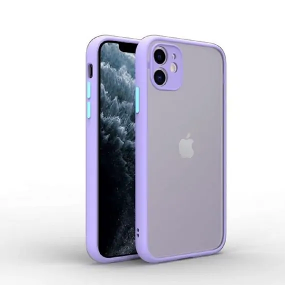 Etui do iPhone 11 liliowe fioletowe z ochroną aparatu kolorowe przyciski