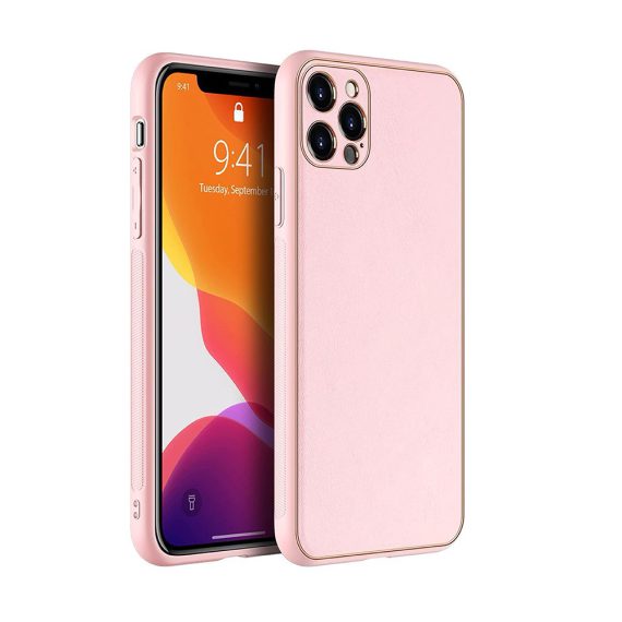 Etui do iPhone 12 Pro elegancka skóra z ochroną aparatu różowa