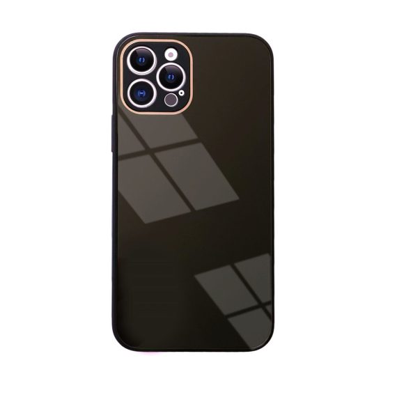 Etui do iPhone 12 Pro szklany tył stylowe czarne