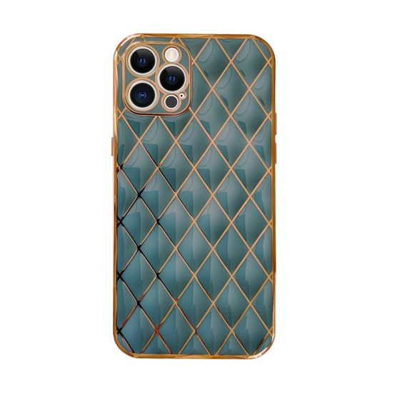 Etui do iPhone 12 Pro luksusowe stylowe niebieska szadź ze złotem