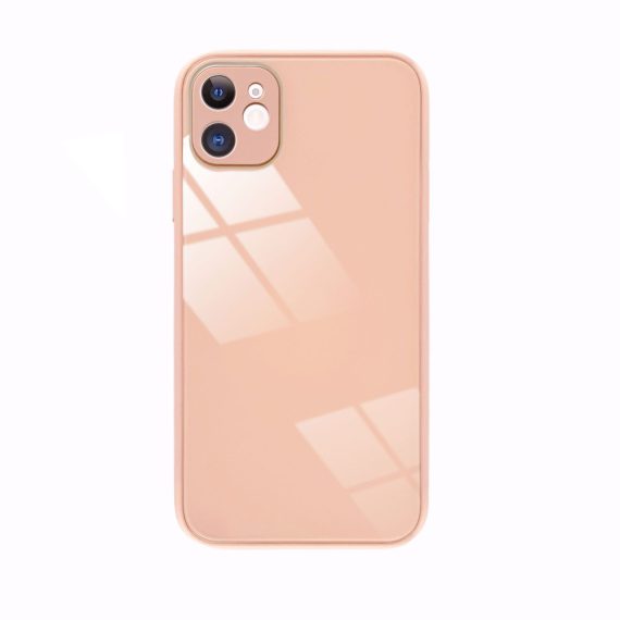 Etui do iPhone 11 szklany tył stylowe pudrowo-różowe