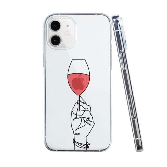 mock u iphone 12 przezrocyste z nadrukiem wino1