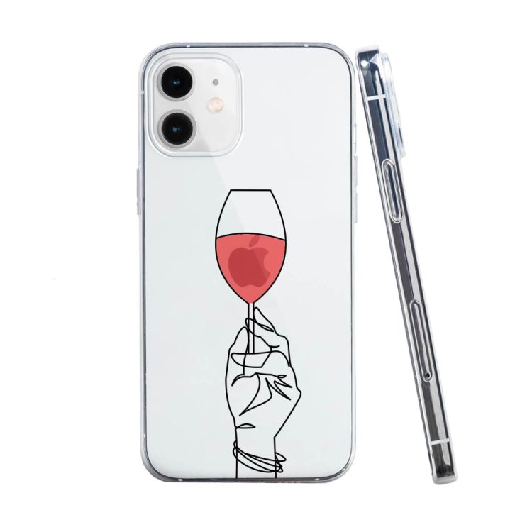 mock u iphone 12 przezrocyste z nadrukiem wino1
