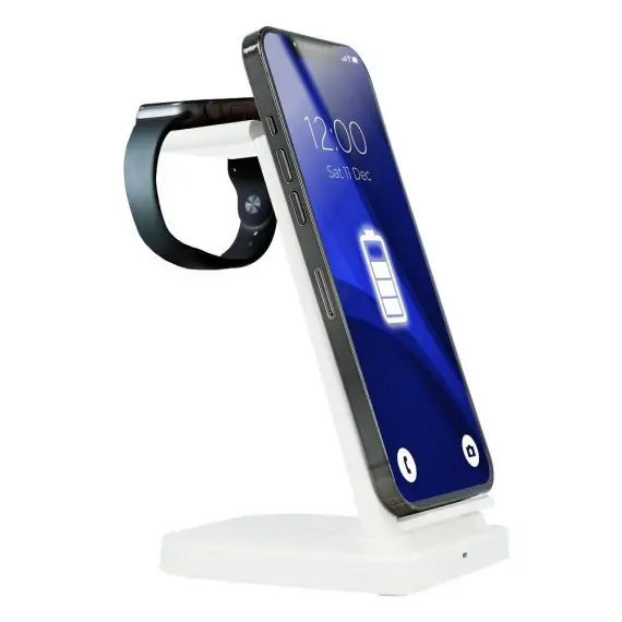 Ładowarka bezprzewodowa indukcyjna 3w1 iPhone, Apple Watch, AirPods biała