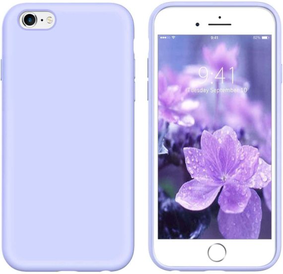 Etui do iPhone SE2022/SE2020/8/7 silikonowe z mikrofibrą soft touch, liliowe fioletowe