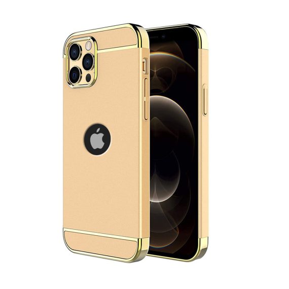 Etui do iPhone 12 Pro Max eleganckie cienkie ze zdobieniami i widocznym logo złote