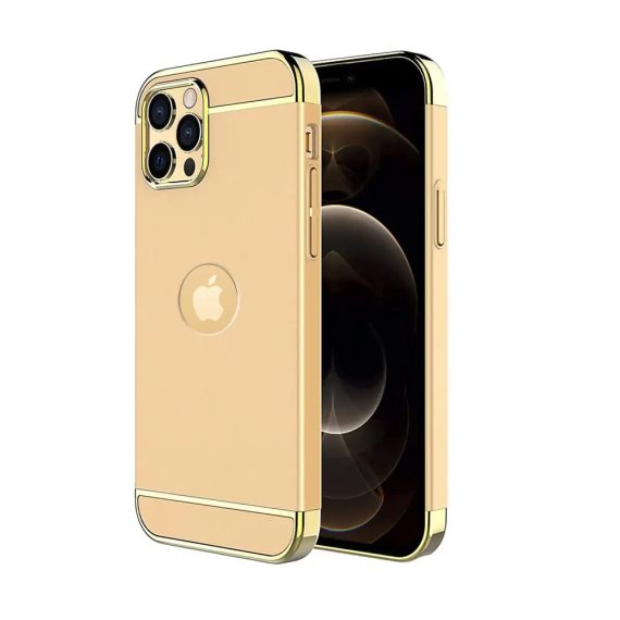 Etui do iPhone 12 Pro eleganckie cienkie ze zdobieniami i widocznym logo, złote