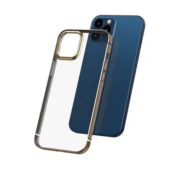 case iphone 12 pro max ze złotą ramką 5