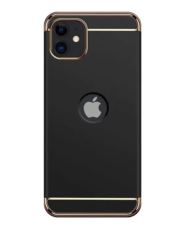 etui iphone 12 czarne ze złotem 3in1 1
