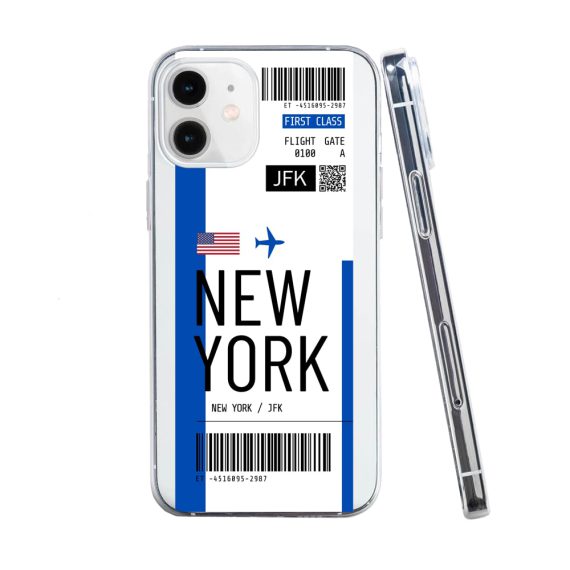 Etui do iPhone 12 z nadrukiem bilet lotniczy New York