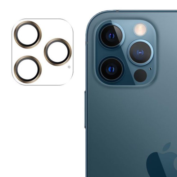 Szkła na obiektywy aparatu ze złotą metalową ramką do iPhone 12 Pro