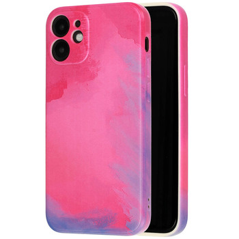 Etui do iPhone 12 watercolor painting elastyczne malowane Pink Splash