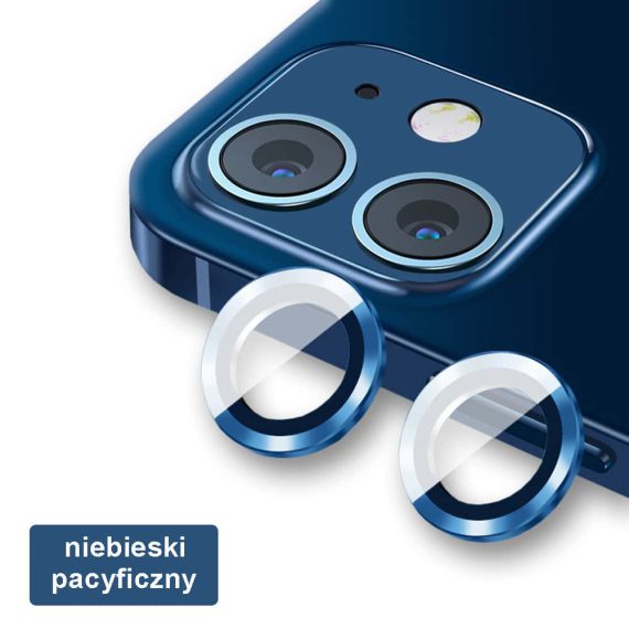 Metalowa osłona obiektywów szkło na aparat iPhone 12 niebieski pacyficzny