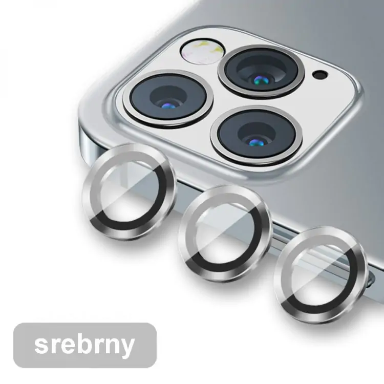 metalowa osłona obiektywów szkło na aparat iphone 12 pro max srebrne