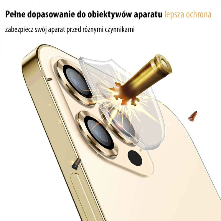 metalowa osłona obiektywów szkło na aparat iphone 12 pro max złote
