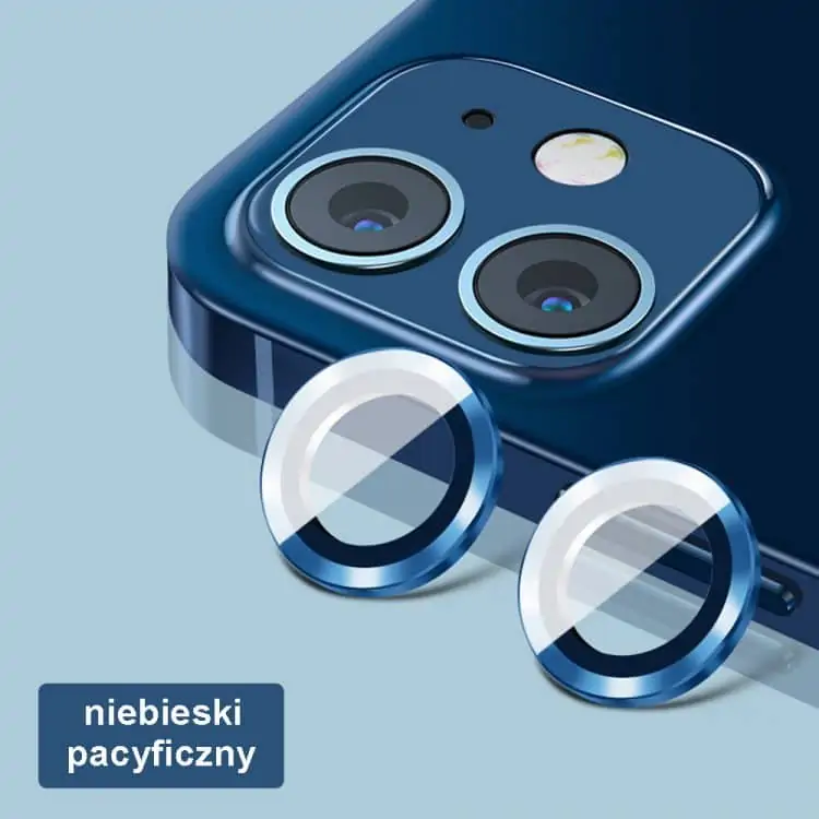 metalowa osłona obiektywów szkło na aparat iphone 12 pro niebieski pacyficzny