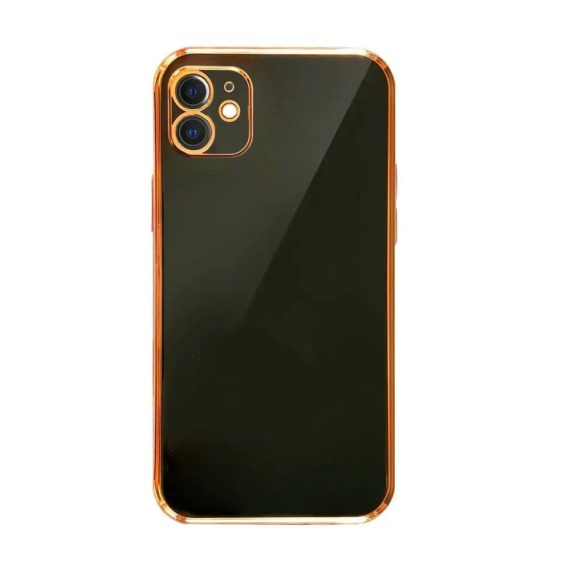 Etui do iPhone 11 luksusowe czarne Deep Black ze złotą ramką