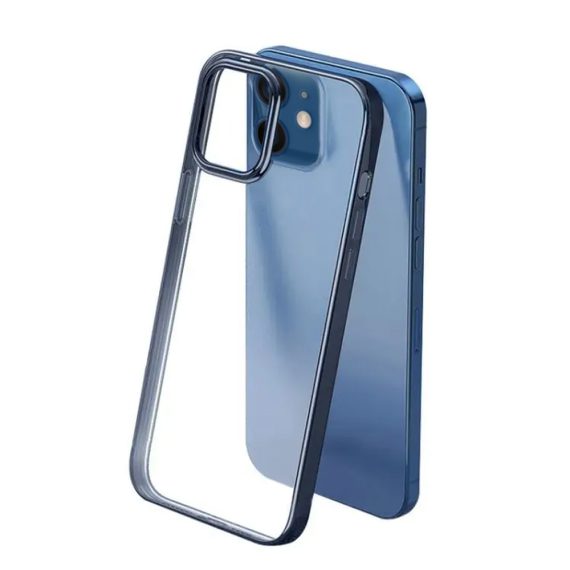 Etui do iPhone 12 Mini Elegance Slim przeźroczyste, ramka kolor niebieski pacyficzny