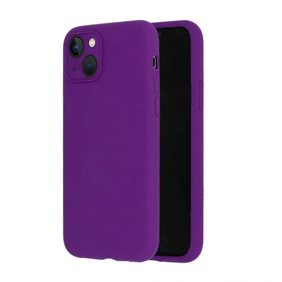 Etui do iPhone 13 silikonowe z mikrofibrą soft touch z osłoną na aparat, fioletowe