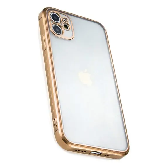 Etui do iPhone 12 półprzeźroczyste, matowe, chromowane złoto SULADA oryginal