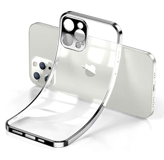 Etui JETech ochronne do iPhone 12 Pro Max przeźroczysty tył HD srebrna ramka