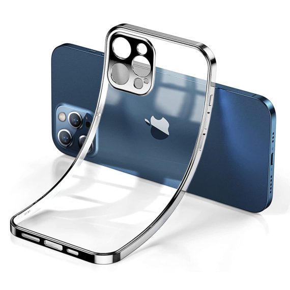 Etui JETech ochronne do iPhone 12 Pro Max przezroczysty tył HD srebrna ramka