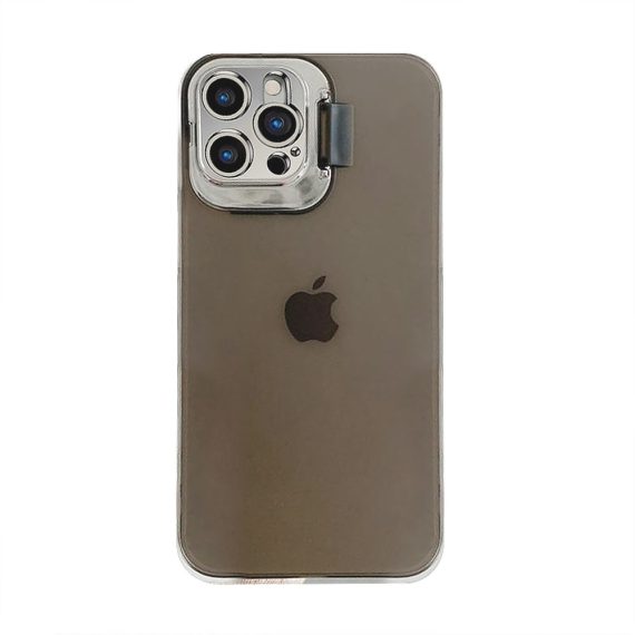 Etui do iPhone 12 Pro Max SmartDevil matowe czarne półprzeźroczyste z metalową klapką na obiektyw