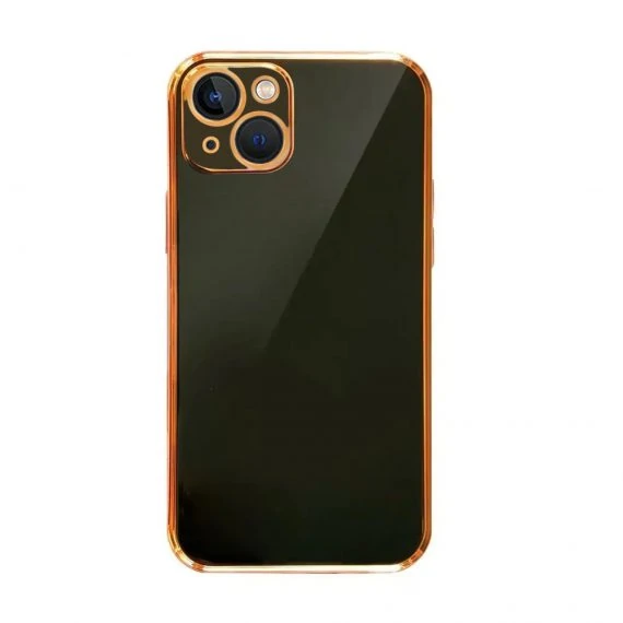 Etui do iPhone 13 luksusowe Deep Black ze złotą ramką, czarne