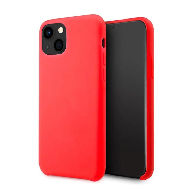 etui do iphone 13 silikonowe z mikrofibrą premium soft touch czerwone