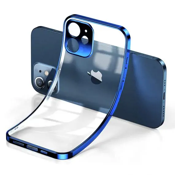 Etui JETech ochronne do iPhone 12 Mini przeźroczyste z ochroną obiektywów niebieskie pacyficzne