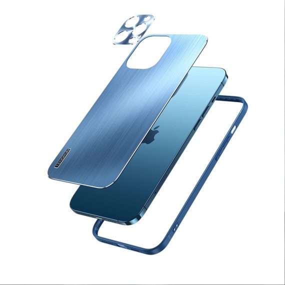 etui case ihpgone 12 pro 12promax metalowa obudowa chrom niebieski 7