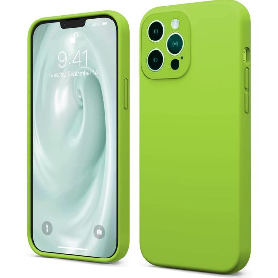 Etui do iPhone 13 Pro Max silikonowe z mikrofibrą premium soft touch zieleń wiosenna