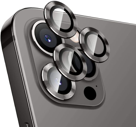 Metalowa osłona obiektywów szkło na aparat iPhone 14 Pro głęboka czerń