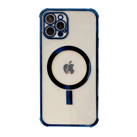 Etui do iPhone 12 Pro transparentne pacyficzny kolor ramki z MagSafe, ochrona aparatu