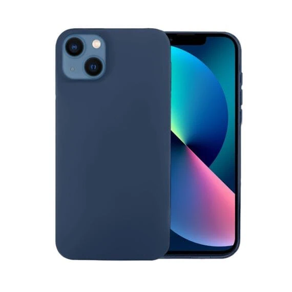 Etui do iPhone 13 Mini silikonowe z mikrofibrą soft touch, granatowe, nowe (2)
