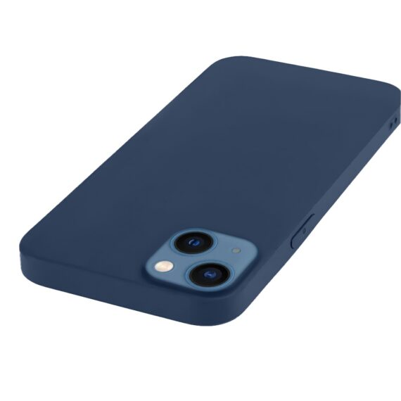 Etui do iPhone 13 Mini silikonowe z mikrofibrą soft touch, granatowe, nowe (4)