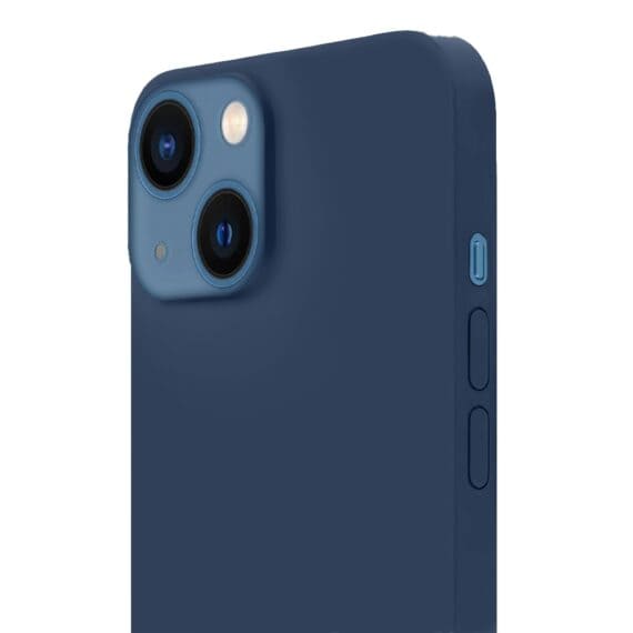 Etui do iPhone 13 Mini silikonowe z mikrofibrą soft touch, granatowe, nowe (6)
