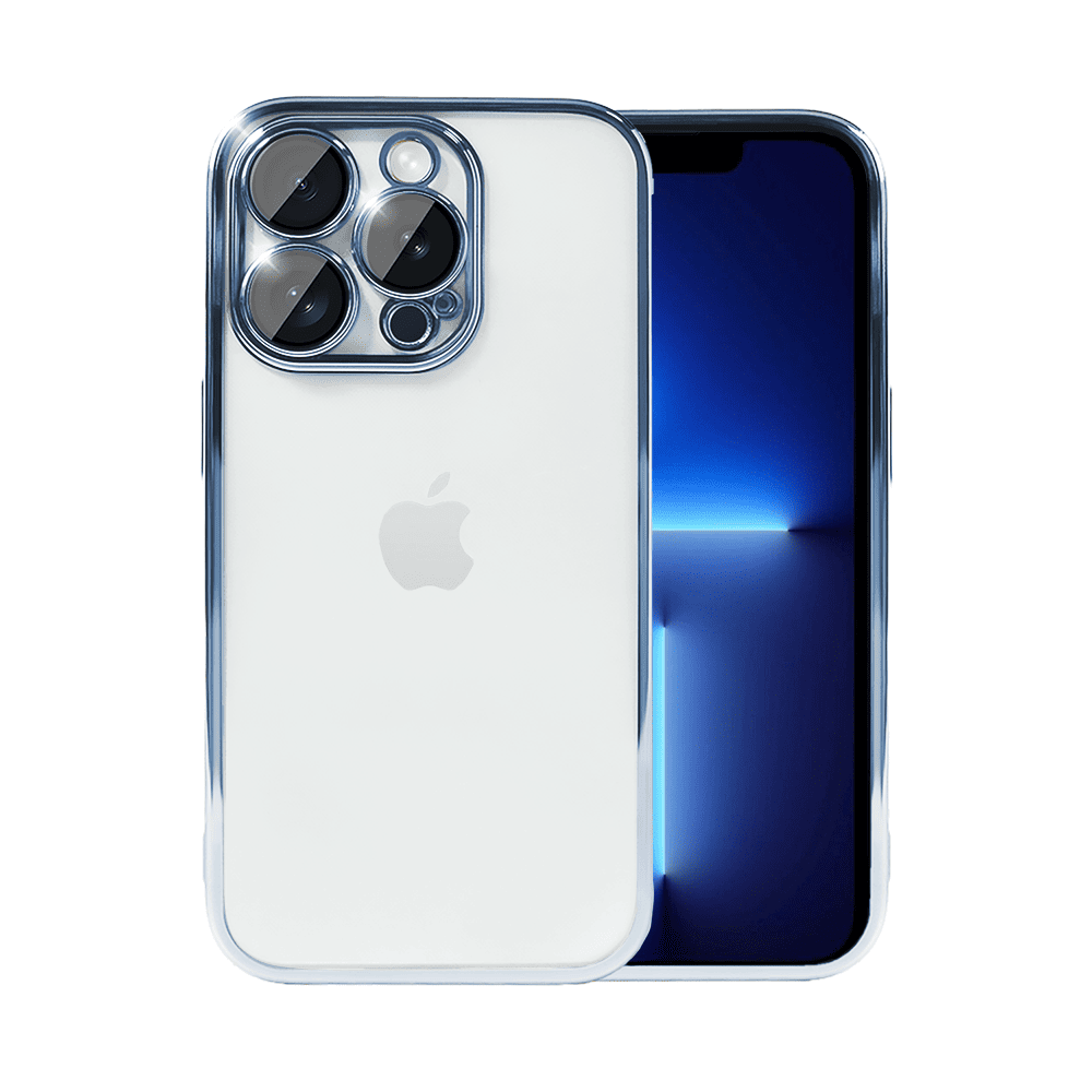 Etui do iPhone 13 Pro Max Slim Protect Full Cover z osłoną kamery i obiektywów 9H, górski niebieski