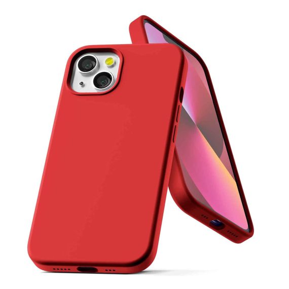 etui do iphone 13 mini silikonowe z mikrofibrą premium soft touch czerwone 1