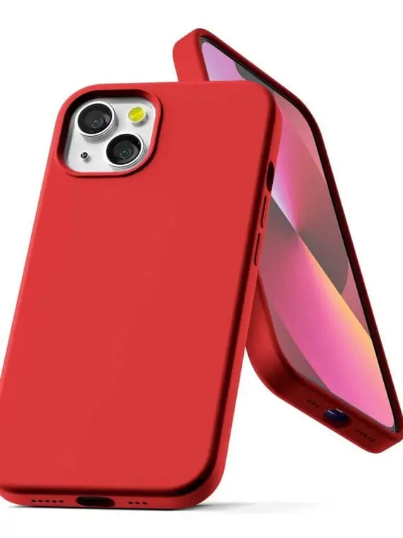 etui do iphone 13 mini silikonowe z mikrofibrą premium soft touch czerwone 1