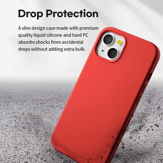 etui do iphone 13 mini silikonowe z mikrofibrą premium soft touch czerwone 3