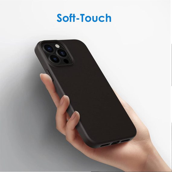 etui do iphone 13 pro silikonowe z mikrofibrą premium soft touch czarne 4