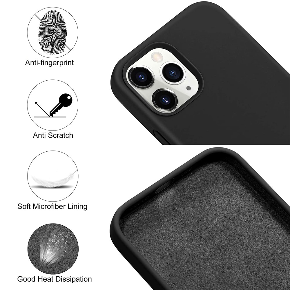 etui do iphone 13 pro silikonowe z mikrofibrą premium soft touch czarne 5