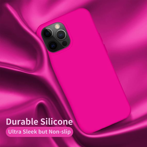 etui do iphone 13 pro silikonowe z mikrofibrą premium soft touch różowy 3