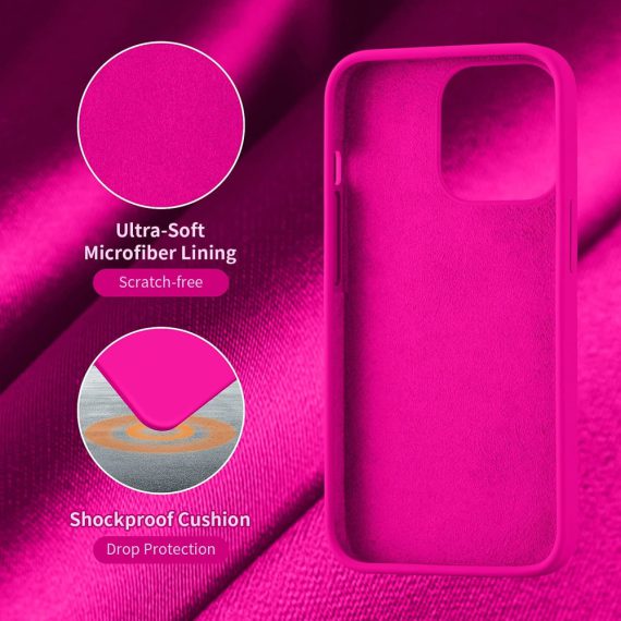 etui do iphone 13 pro silikonowe z mikrofibrą premium soft touch różowy 4
